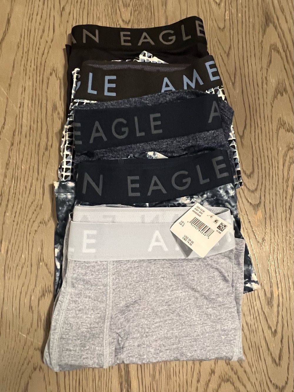 American Eagle Outfitters Men’s 5-Pack Boxer Briefs in Black, Navy & Light Gray